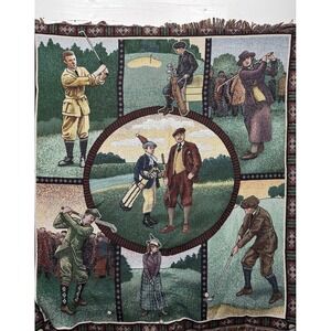 Vintage Golf Scene Tapestry Wall Hanging Throw Blanket